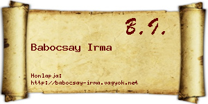 Babocsay Irma névjegykártya