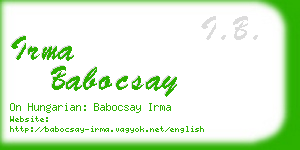 irma babocsay business card